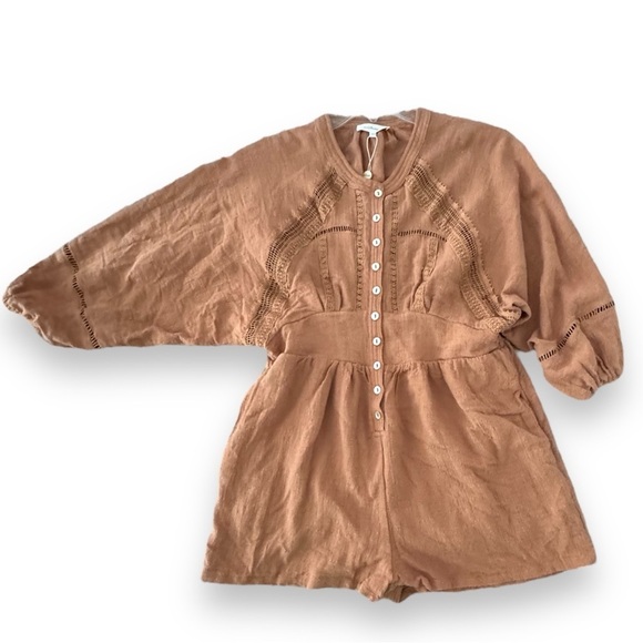 NWT Bohme Campbell Size XS Cotton Boho Romper in Russet Brown - Picture 10 of 11